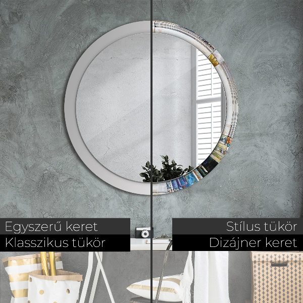 Miroir rond imprimé Vitrail abstrait
