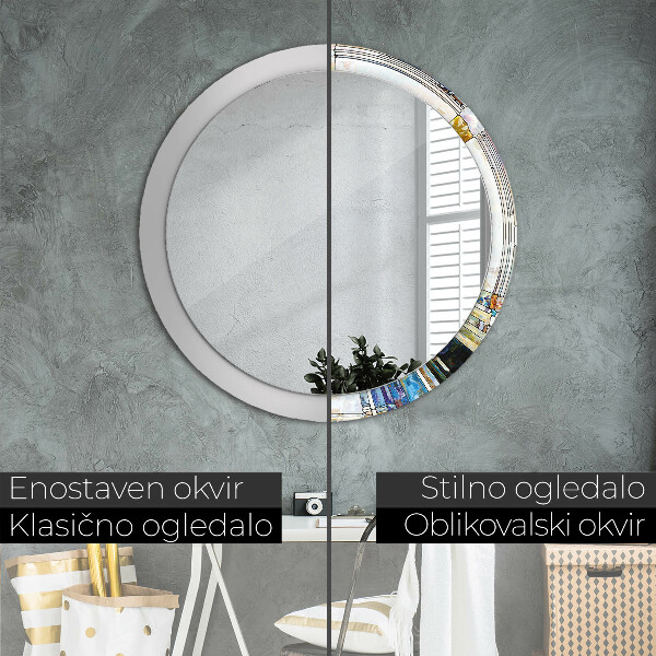 Miroir rond imprimé Vitrail abstrait
