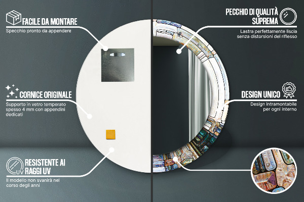 Miroir rond imprimé Vitrail abstrait