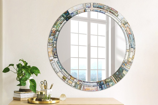 Miroir rond imprimé Vitrail abstrait