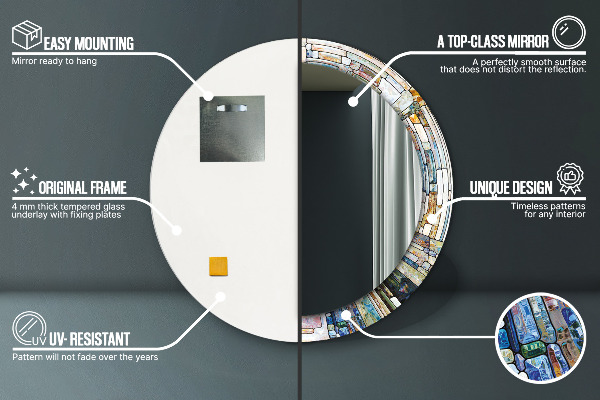 Miroir rond imprimé Vitrail abstrait