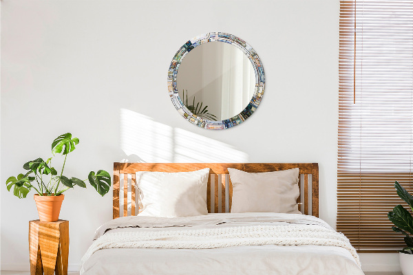 Miroir rond imprimé Vitrail abstrait