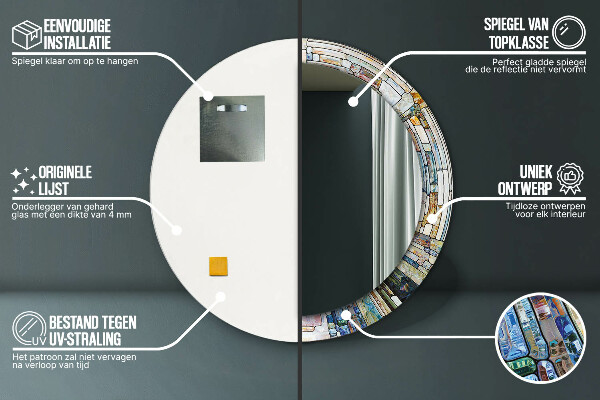 Miroir rond imprimé Vitrail abstrait