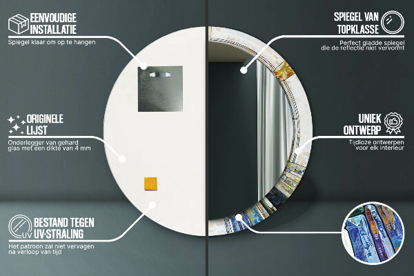 Miroir rond imprimé Vitrail abstrait