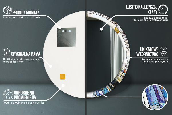 Miroir rond imprimé Vitrail abstrait