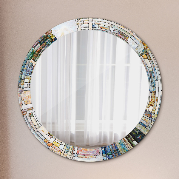 Miroir rond imprimé Vitrail abstrait