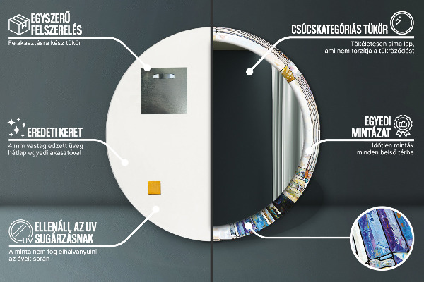 Miroir rond imprimé Vitrail abstrait