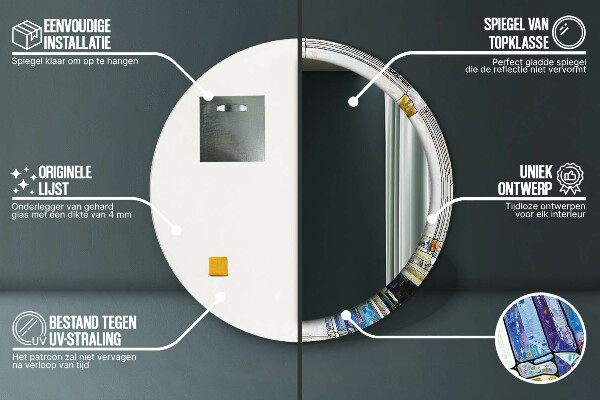 Miroir rond imprimé Vitrail abstrait