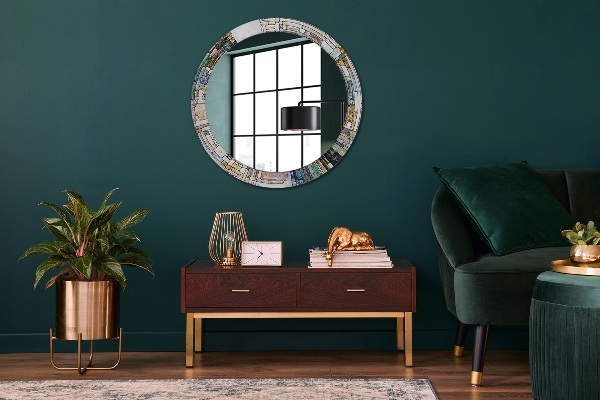 Miroir rond imprimé Vitrail abstrait