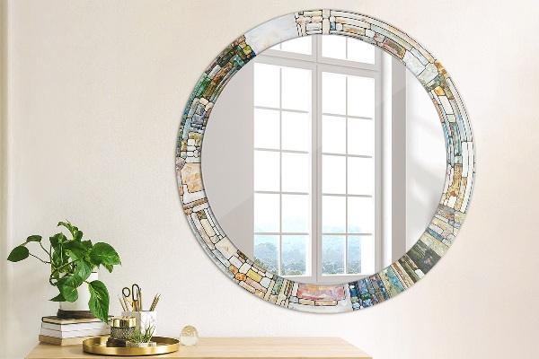 Miroir rond imprimé Vitrail abstrait