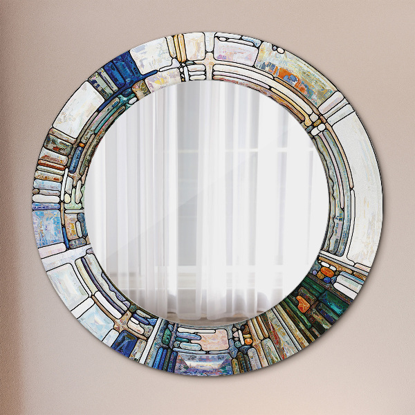 Miroir rond imprimé Vitrail abstrait