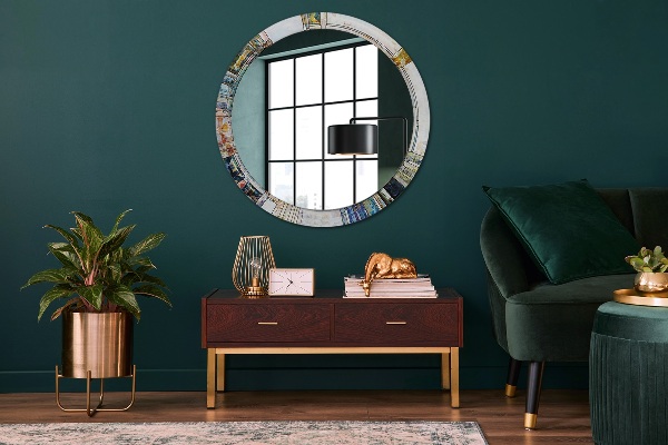 Miroir rond imprimé Vitrail abstrait