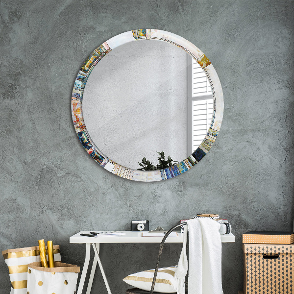 Miroir rond imprimé Vitrail abstrait