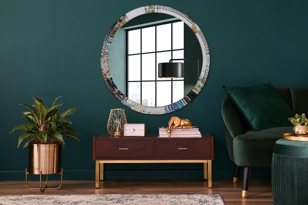 Miroir rond imprimé Vitrail abstrait