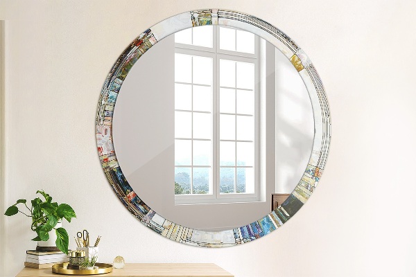 Miroir rond imprimé Vitrail abstrait