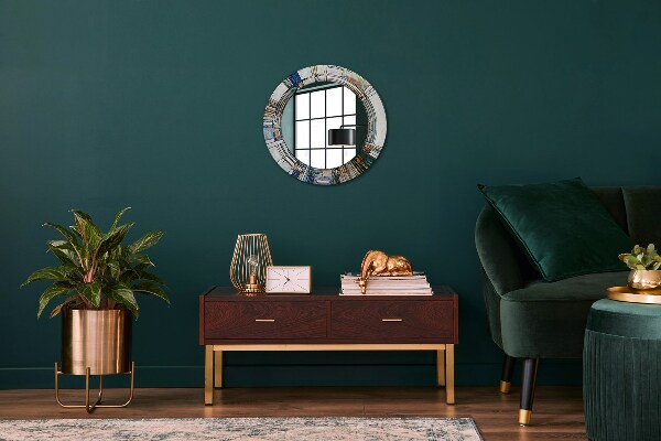 Miroir rond imprimé Vitrail abstrait