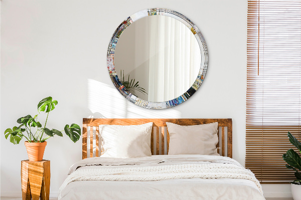 Miroir rond imprimé Vitrail abstrait