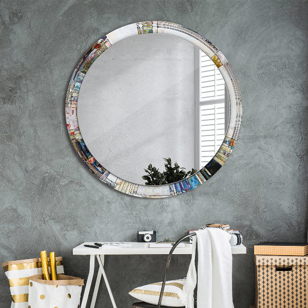 Miroir rond imprimé Vitrail abstrait