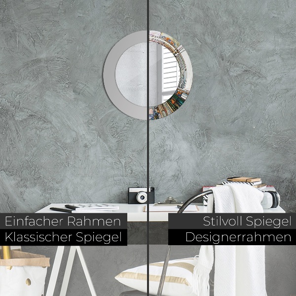 Miroir rond imprimé Vitrail abstrait