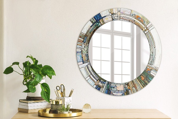 Miroir rond imprimé Vitrail abstrait