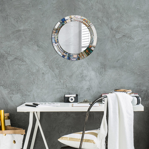 Miroir rond imprimé Vitrail abstrait