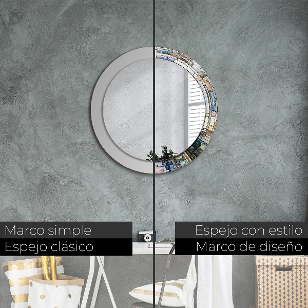 Miroir rond imprimé Vitrail abstrait