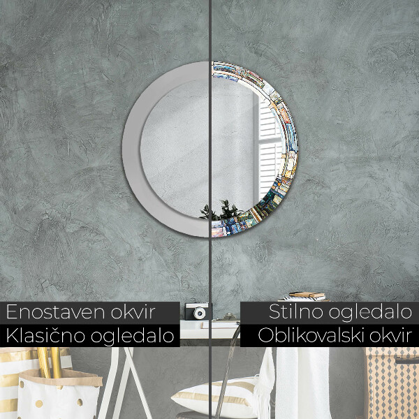 Miroir rond imprimé Vitrail abstrait
