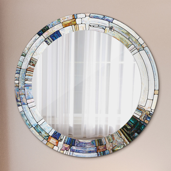 Miroir rond imprimé Vitrail abstrait