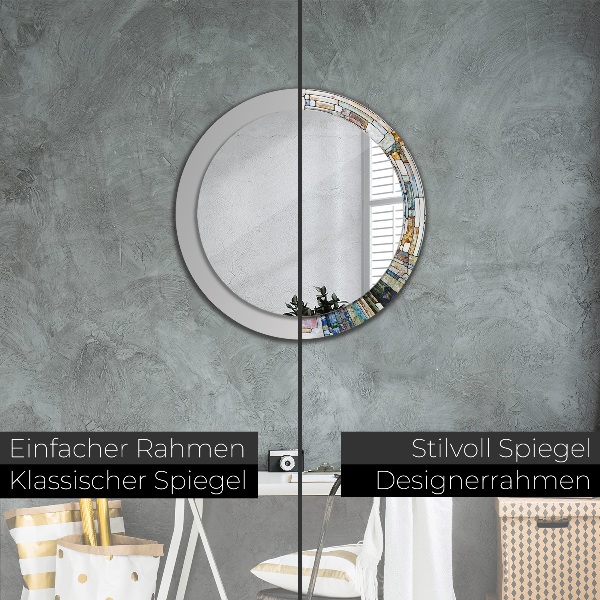 Miroir rond imprimé Vitrail abstrait
