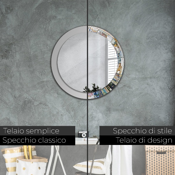 Miroir rond imprimé Vitrail abstrait