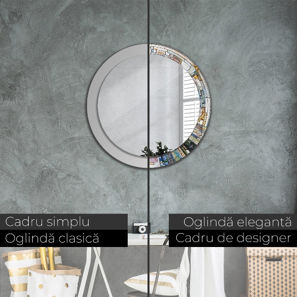 Miroir rond imprimé Vitrail abstrait
