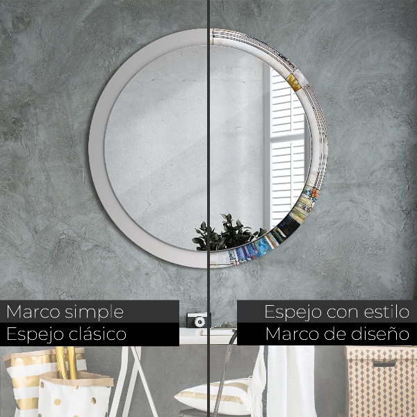 Miroir rond imprimé Vitrail abstrait