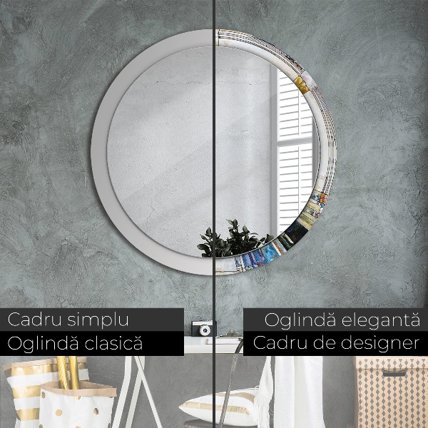 Miroir rond imprimé Vitrail abstrait