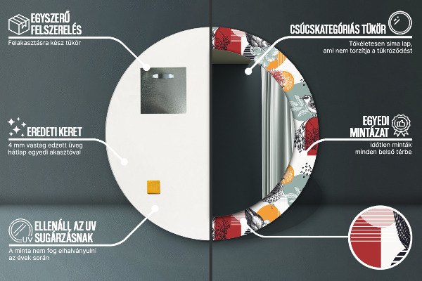 Miroir rond imprimé Abstraction avec les oiseaux