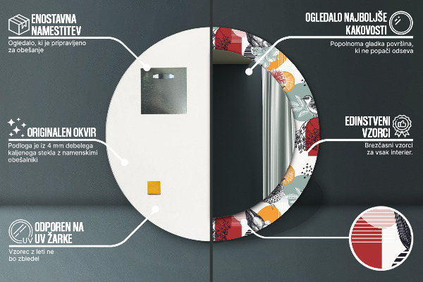 Miroir rond imprimé Abstraction avec les oiseaux