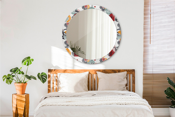 Miroir rond imprimé Abstraction avec les oiseaux
