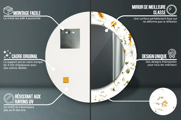Miroir rond imprimé Fleurs de terrain