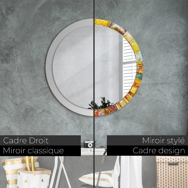 Miroir rond imprimé Vitrail coloré