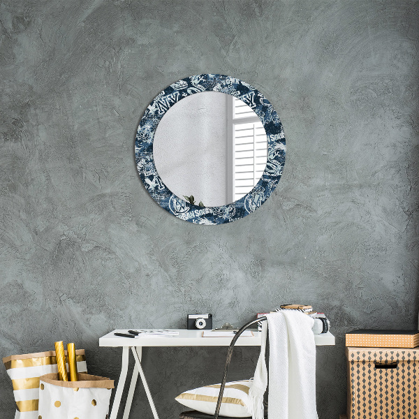 Miroir rond imprimé Collage