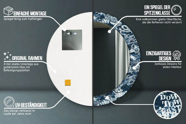 Miroir rond imprimé Collage