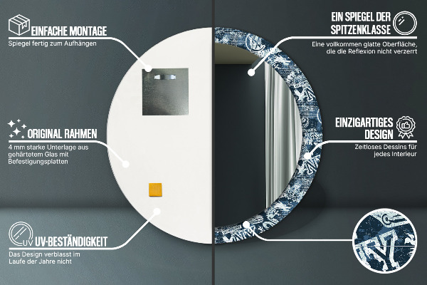 Miroir rond imprimé Collage