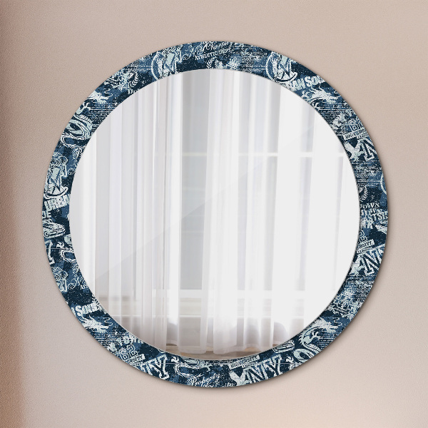 Miroir rond imprimé Collage