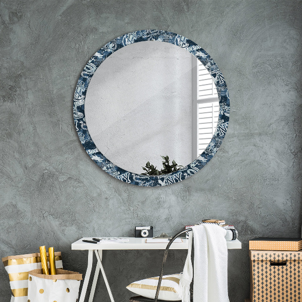 Miroir rond imprimé Collage