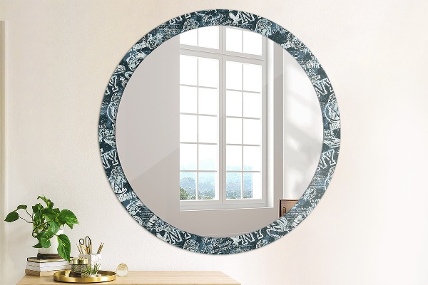 Miroir rond imprimé Collage