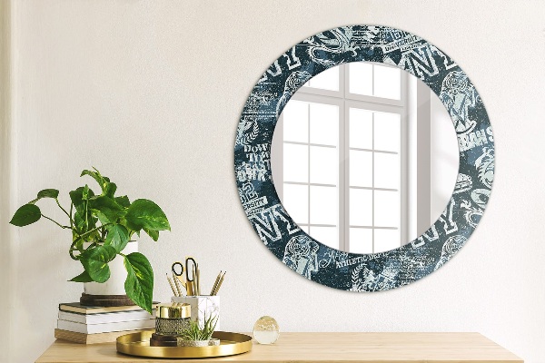 Miroir rond imprimé Collage