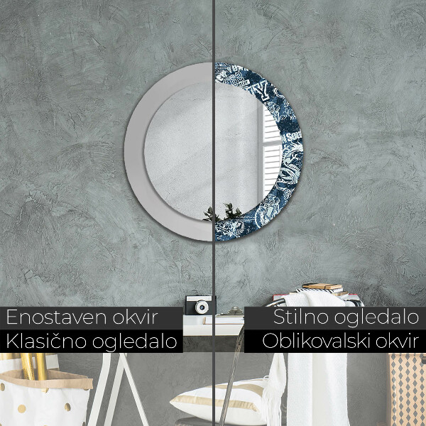 Miroir rond imprimé Collage
