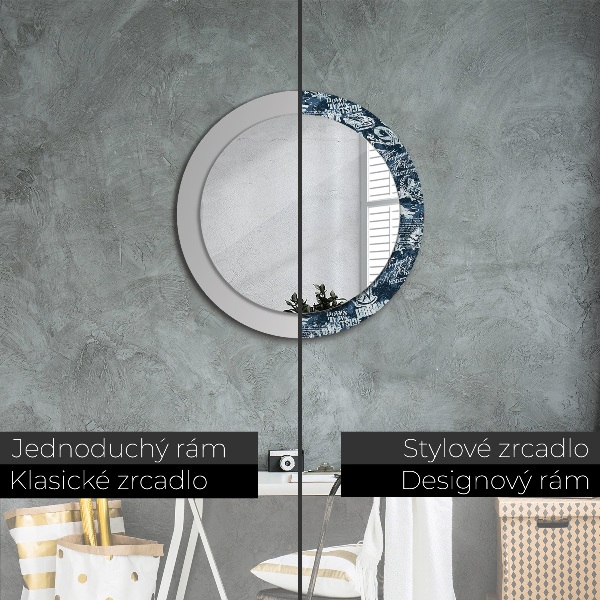 Miroir rond imprimé Collage