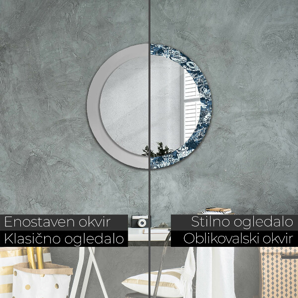 Miroir rond imprimé Collage