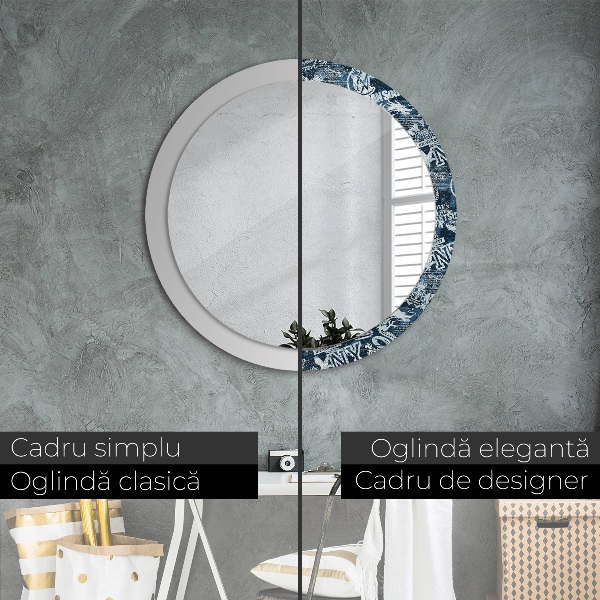 Miroir rond imprimé Collage