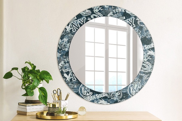 Miroir rond imprimé Collage